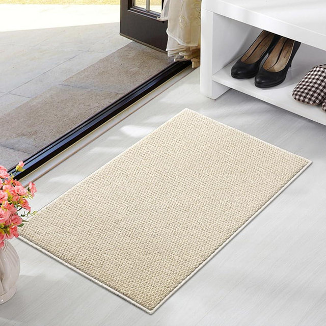 Yancorp Front Door Mat 20"x 32" Faux Jute Indoor Entrance Doormat Outdoor Welcome Mat Entry Entryway Rugs Inside Outside Door Mats for Home Entrance Durable Non Slip Dirt Trapper Duty-Beige