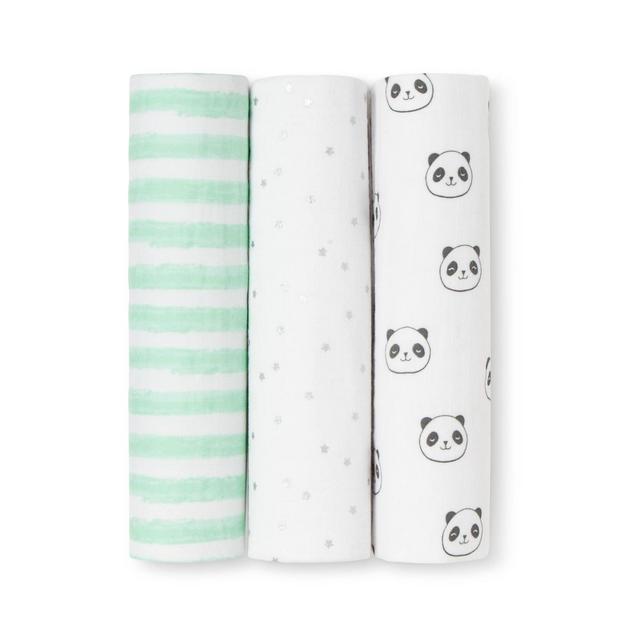 Muslin Swaddle Blankets Pandas 3pk - Cloud Island™