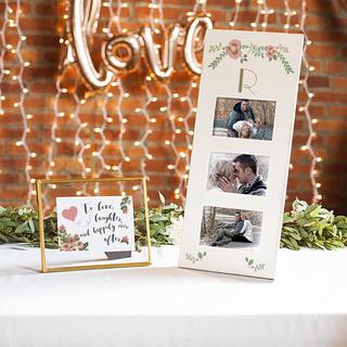 Personalized Floral White Wedding Multi Photo Frame