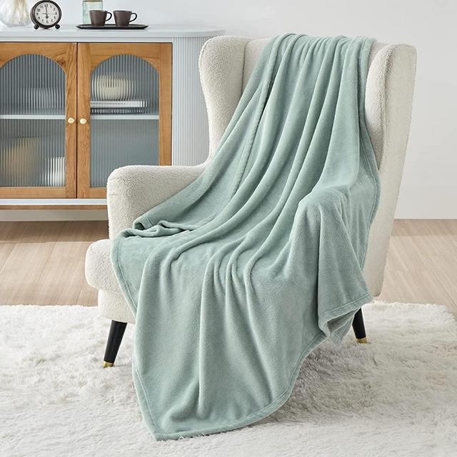Bedsure Sage Green Fleece Blanket Throw Blanket Jadeite - 300GSM Soft Lightweight Plush Cozy Blankets for Bed, Sofa, Couch, Travel, Camping