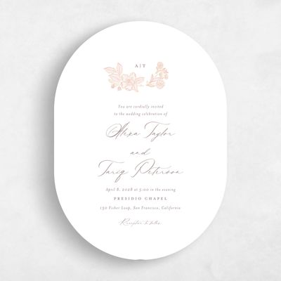 Beige Oval Wedding Invitation - Siena Classic