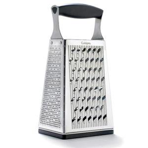 Cuisipro Stainless Steel Cheese Grater with Handle, 4 Sided Box Grater