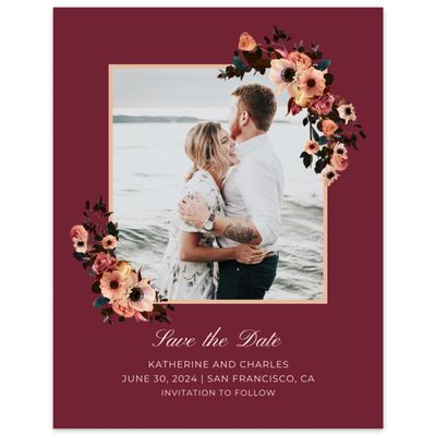 Maroon, Red Wedding Digital Save the Date - Napa Frame