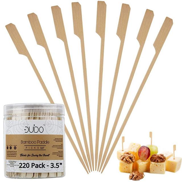 Bamboo Skewers Toothpicks for Appetizer Picks – 3.5 inch (Pack of 220) Wooden Cocktail Skewers and Bamboo Toothpicks for Appetizers Food Garnish Sandwich Fruit Kabobs Drinks Cocktail – Eco Friendly