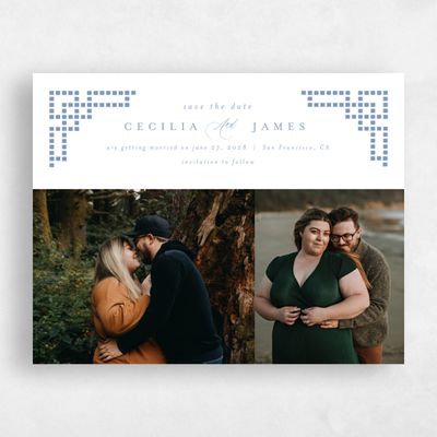 Denim Blue Pattern 1 Wedding Save the Date - Clover Multiphoto