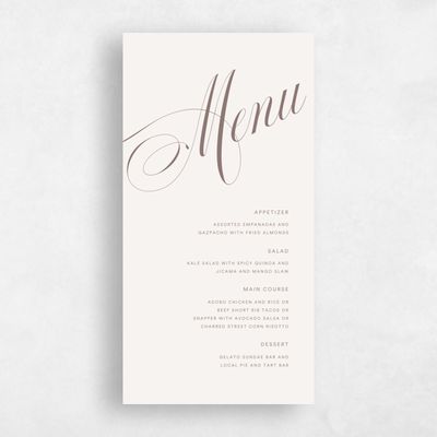 Light Oatmeal, Beige Wedding Menu - Dametta