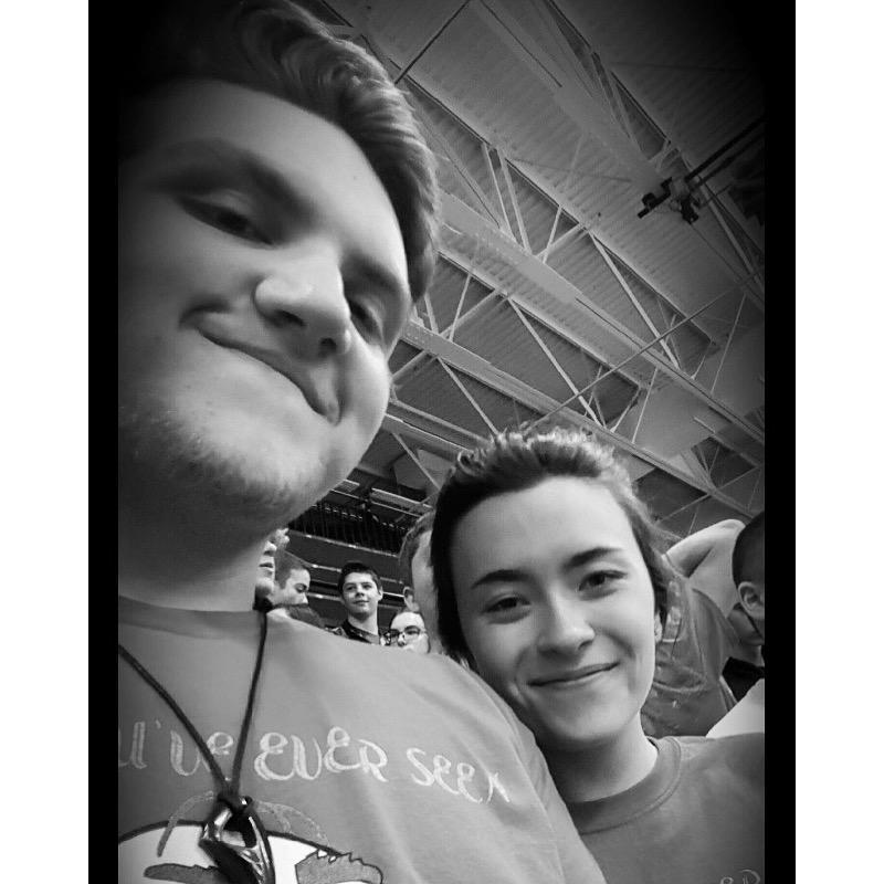 This is the first picture we ever took together. We were at our school's homecoming assembly.