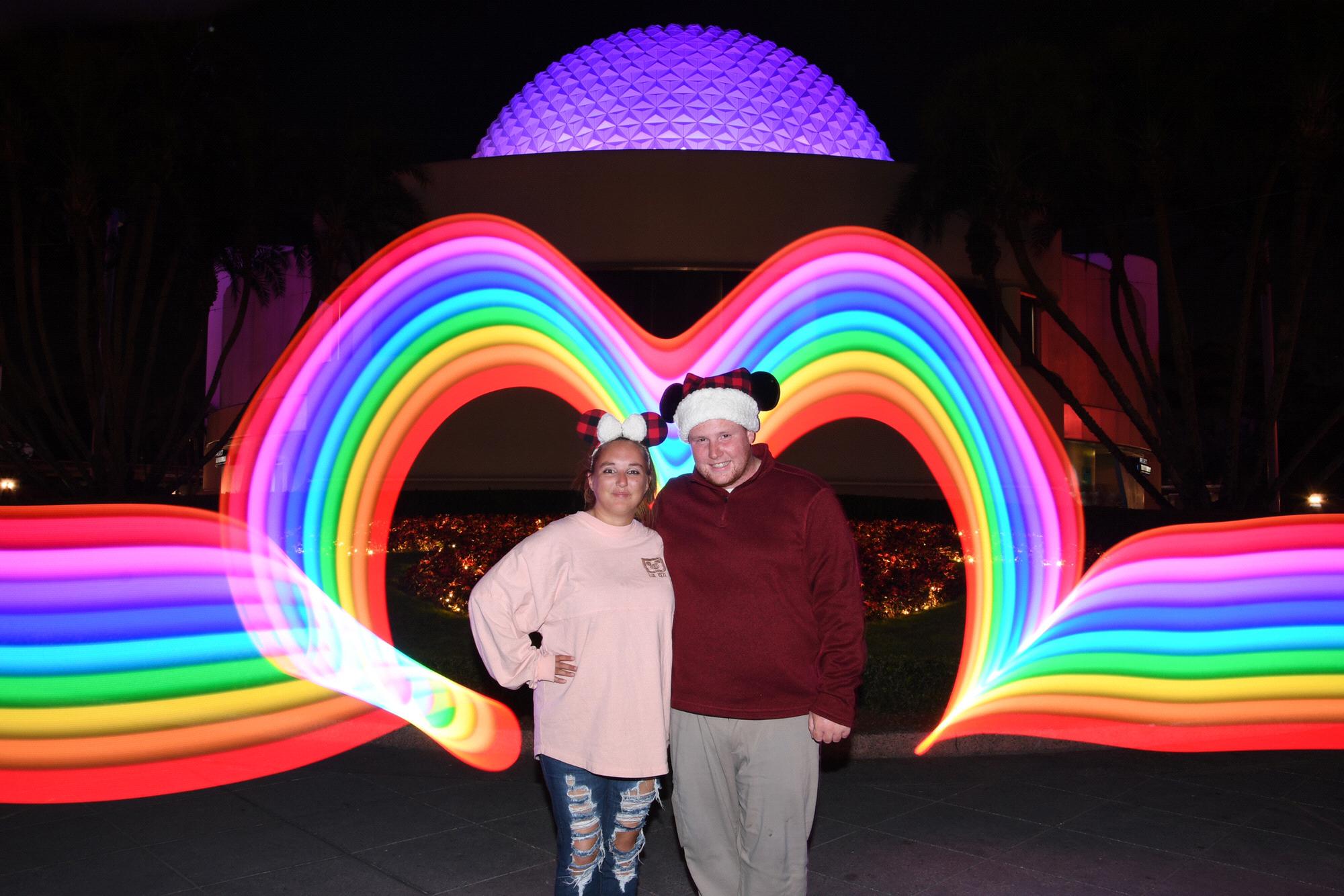 We were about to leave Epcot and walked past this really cool photo op.  Probably the coolest magic shot we have ever done!