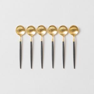 6PC DEMITASSE SPOONS | GOA BRUSHED GOLD & BLACK