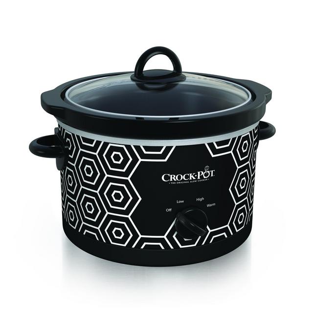 Crockpot Round Slow Cooker, 4.5 quart, Black White Pattern (SCR450-HX)