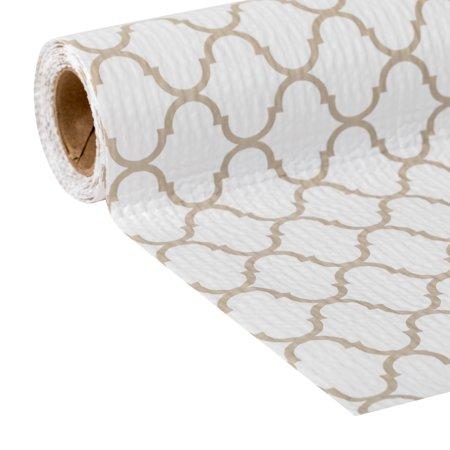 EasyLiner Smooth Top 20 In. x 6 Ft. Shelf Liner, Taupe Quatrefoil