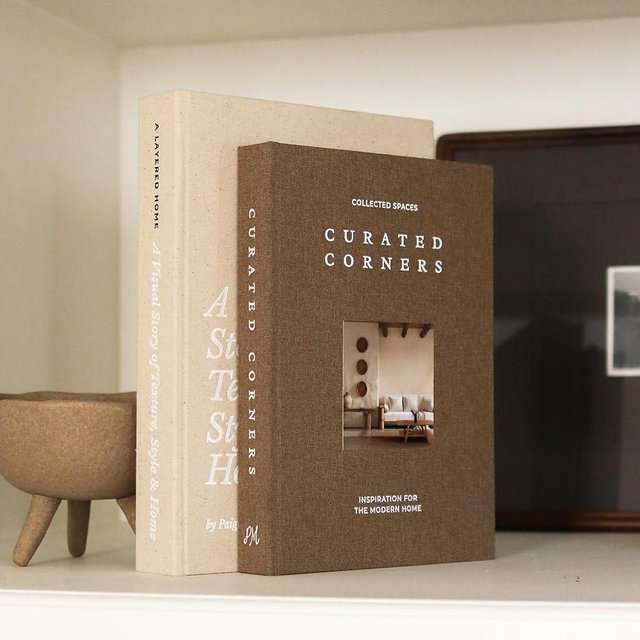 Decorative Books for Home Decor - 2 Linen Fake Books for Decorating Bookshelf, Coffee Table, Shelves - Faux Book Box for Hidden Storage and Decoration - Modern Neutral Design Fits Any Home Aesthetic