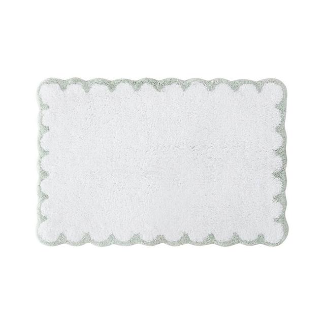 Peri Home Bath Rug White/Green Scallop