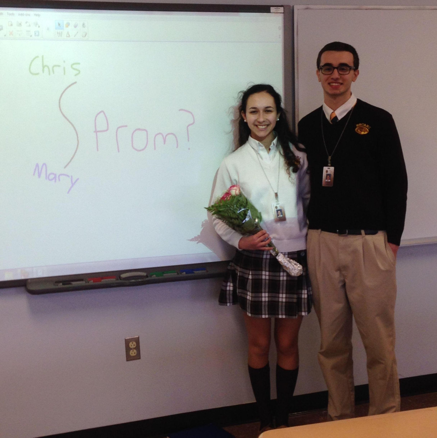 Chris asks Mary to prom with flowers and math! (She said yes!!)