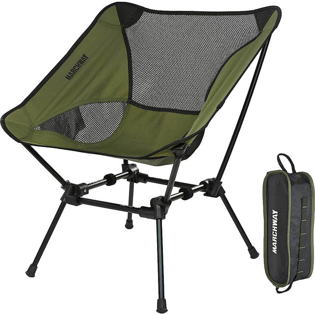 MARCHWAY Ultralight Folding Camping Chair, Heavy Duty Portable Compact for Outdoor Camp, Travel, Beach, Picnic, Festival, Hiking, Lightweight Backpacking (Green)