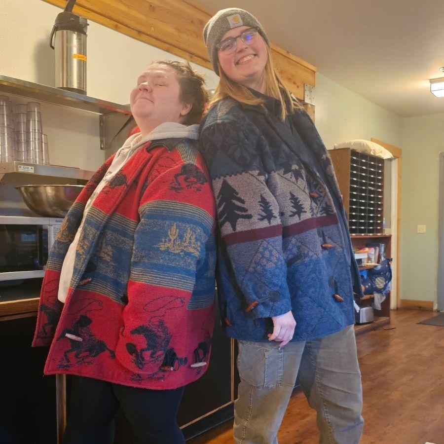 This is one of the couple’s favorite photos - the two share coordinated vintage jackets. Hannah took hers from her dad’s closet and Noelle bought the coordinating jacket on eBay!