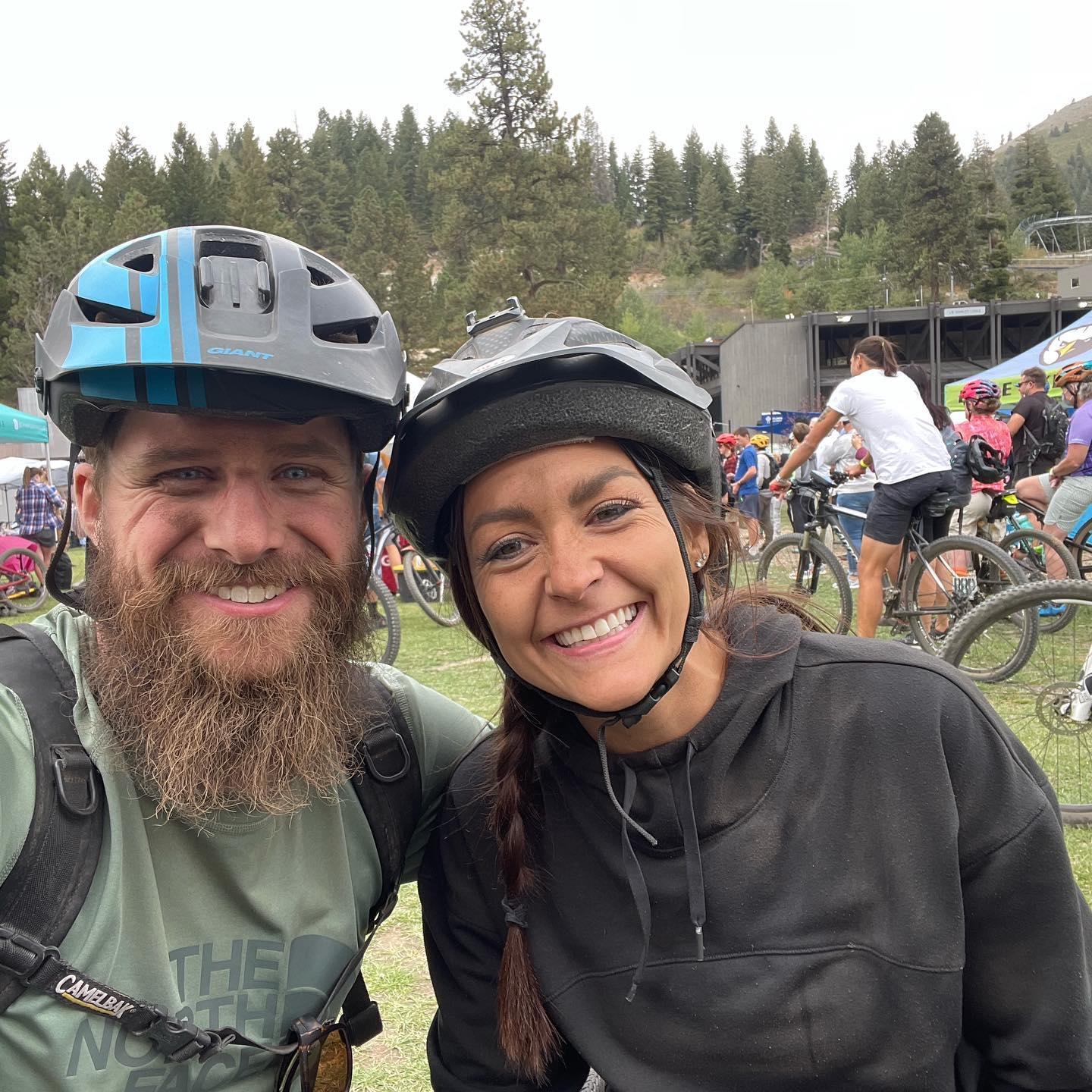 "The day before I proposed we spent the day mountain biking up at Bogus Basin. It was dusty but we had a BLAST!" - Cade