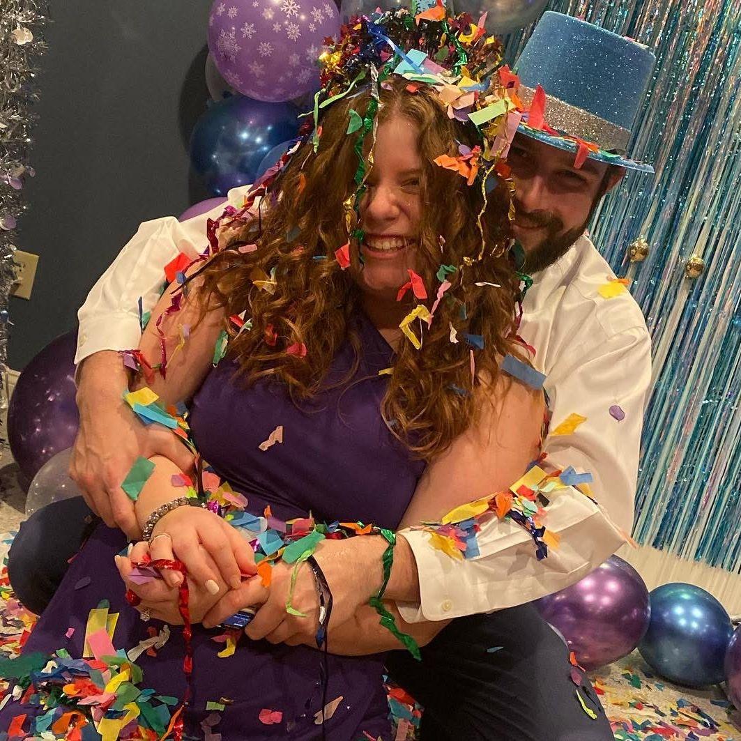 Covered in confetti ringing in the New Year!