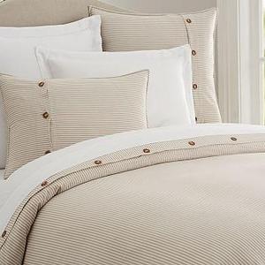 Wheaton Stripe Duvet Cover, Full/Queen, Flax
