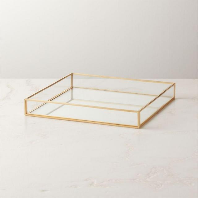 Cato Vanity Tray with Brass Trim