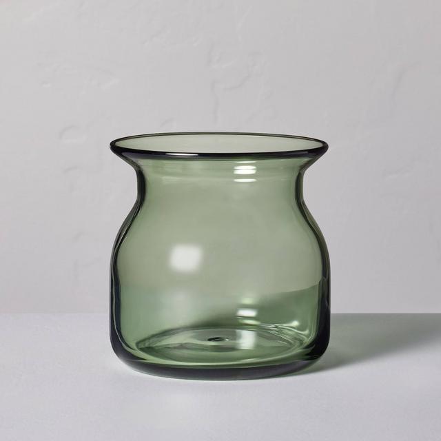 5" Green Glass Decorative Flared Bouquet Vase - Hearth & Hand™ with Magnolia