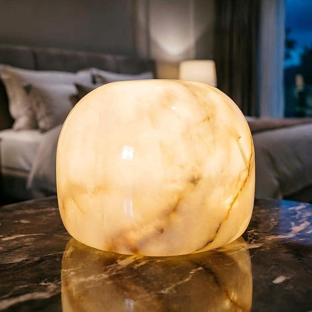 Marble Lamp Night Light Touch Bedside Table Lamp for Bedroom,Type-C Rechargeable Small Desk Bedside Small Lamps,Eye Caring Dimmable LED Ambient lamp (Mid Century Modern)