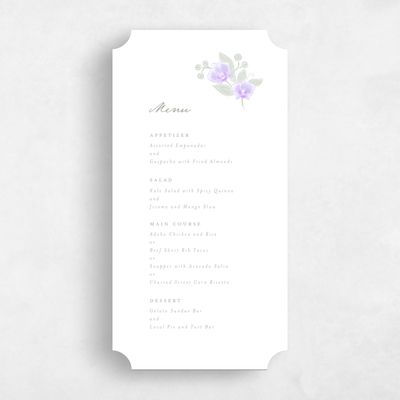 Purple Ticket Wedding Menu - Orchidea