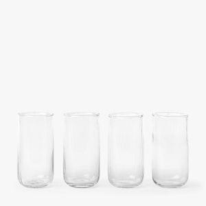Ribbed Tall Drinking Glasses (Set of 4)