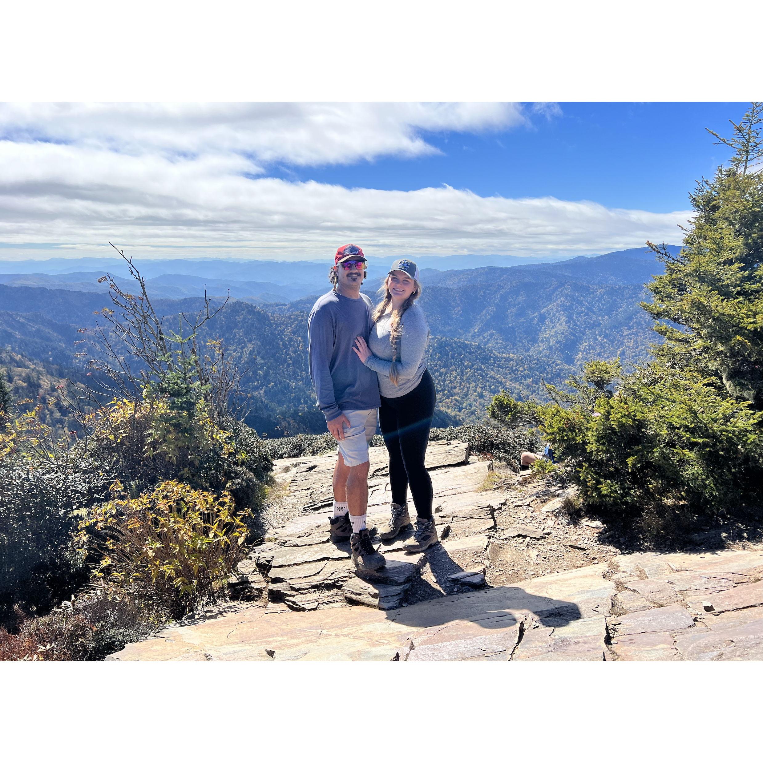 Ashley found out her MCAT score just a few minutes after this photo was taken in this very spot on top of Mt. Leconte!