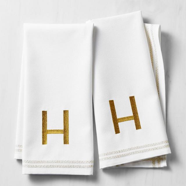 Monogram Towels, 20" X 30", Set of 2, Gold H