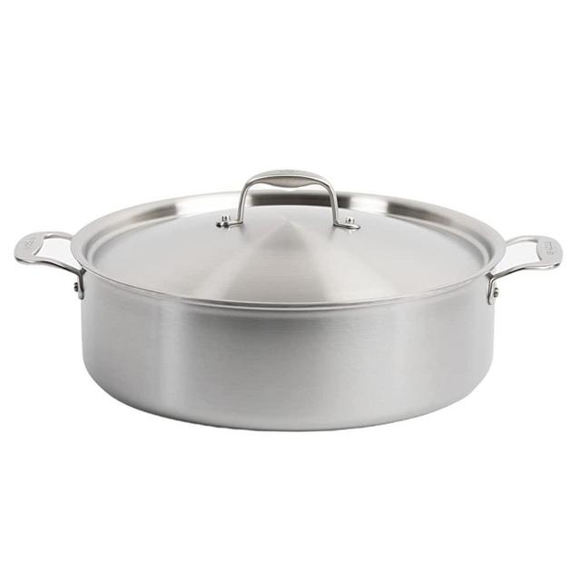 Made In Cookware - 10 Quart Stainless Steel Rondeau Pot w/ Lid - Stainless Clad 5 Ply Construction - Induction Compatible - Professional Cookware - Made in Italy