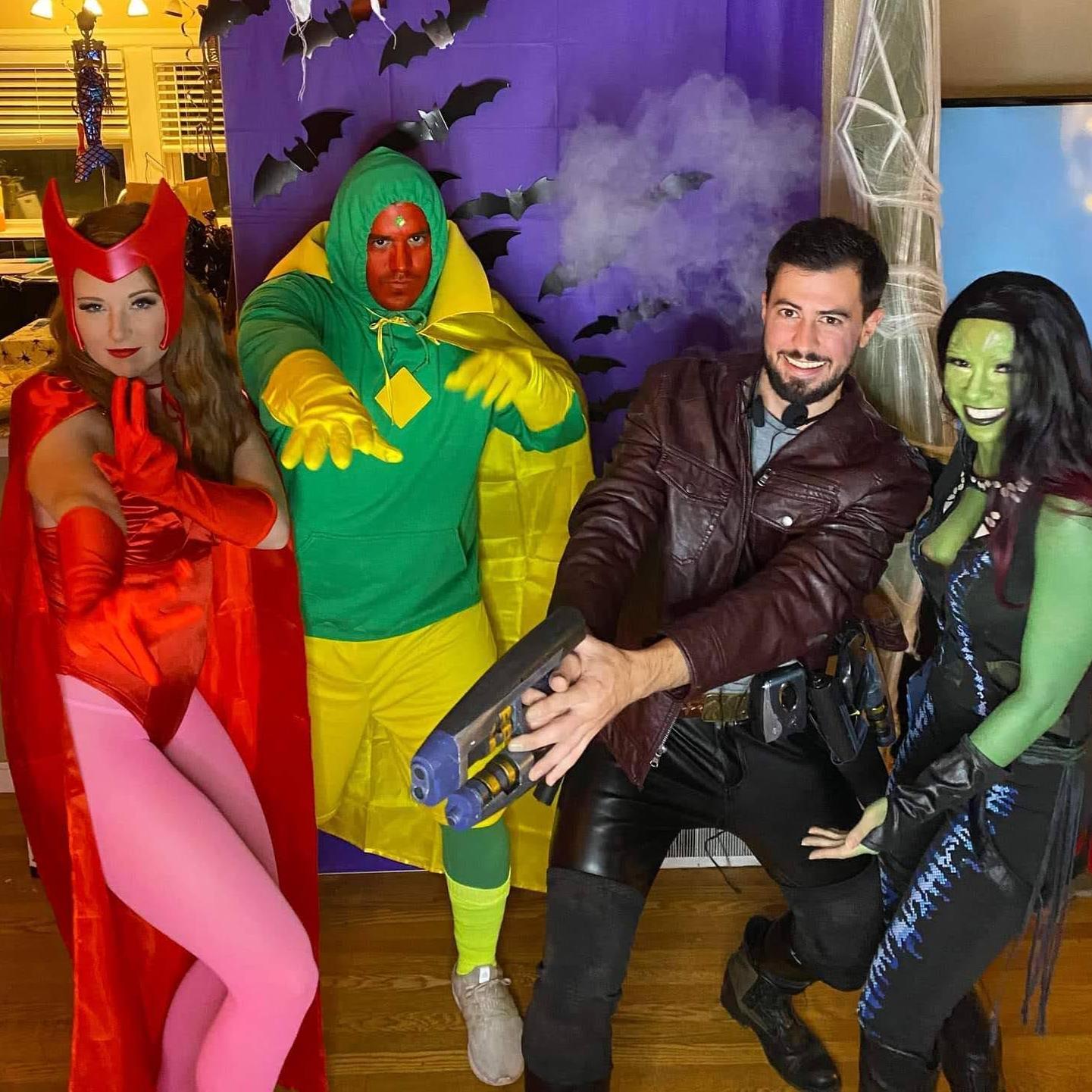 Halloween 2021. Roommate Marvel superhero costumes! I was Scarlet Witch and Michael was Vision.