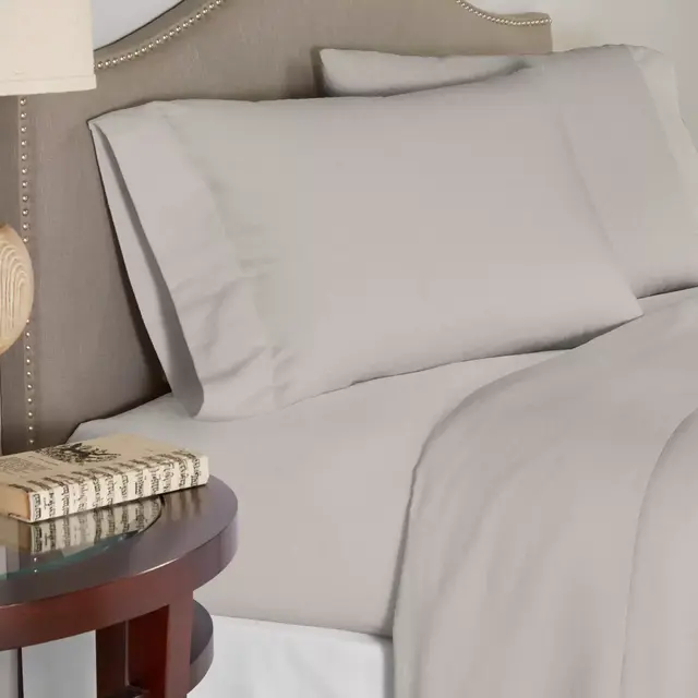Pointehaven 200 GSM Flannel Queen Sheet Set in Silver Grey
