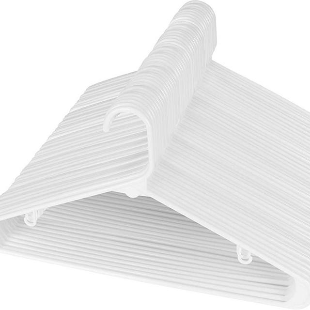 Utopia Home White Plastic Standard Hangers for Clothes Tubular Hangers - Pack of 50 - Durable, Slim & Sleek