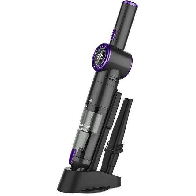 Nicebay Cordless Handheld Vacuum Cleaner, 15KPA Strong Suction Portable Hand Vacuum Cleaner, LED Display Car Vacuum Cleaner, Fast Charging Dock, Rechargeable Handheld Vacuum Purple