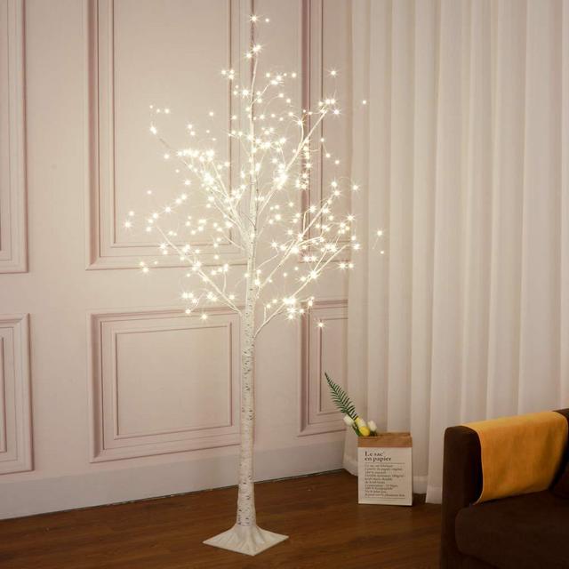 Vanthylit 6FT 288LT White Birch Tree with Fairy Lights Warm White LED Tree for Indoor and Outdoor
