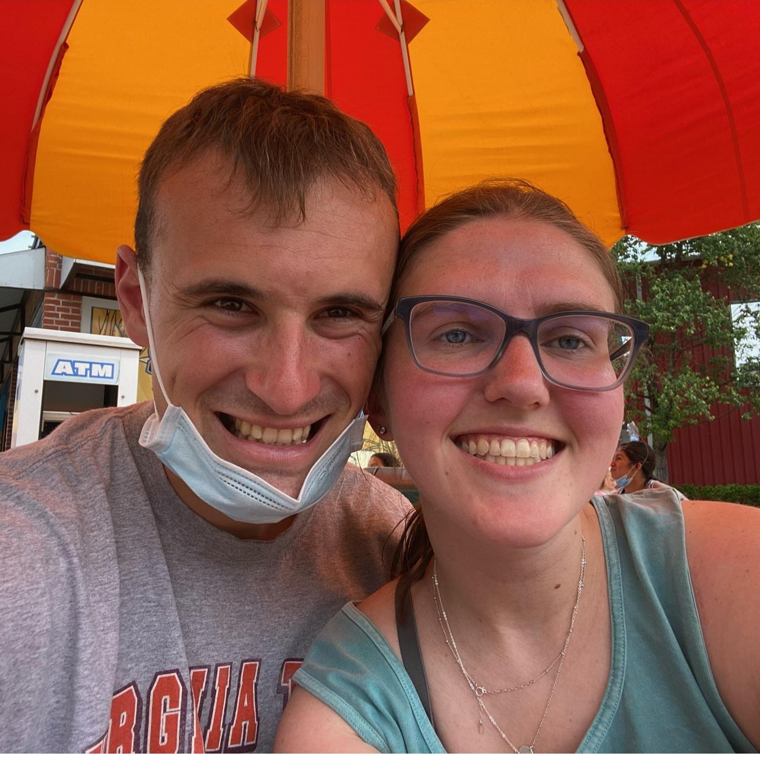 At six flags (we love amusement parks)