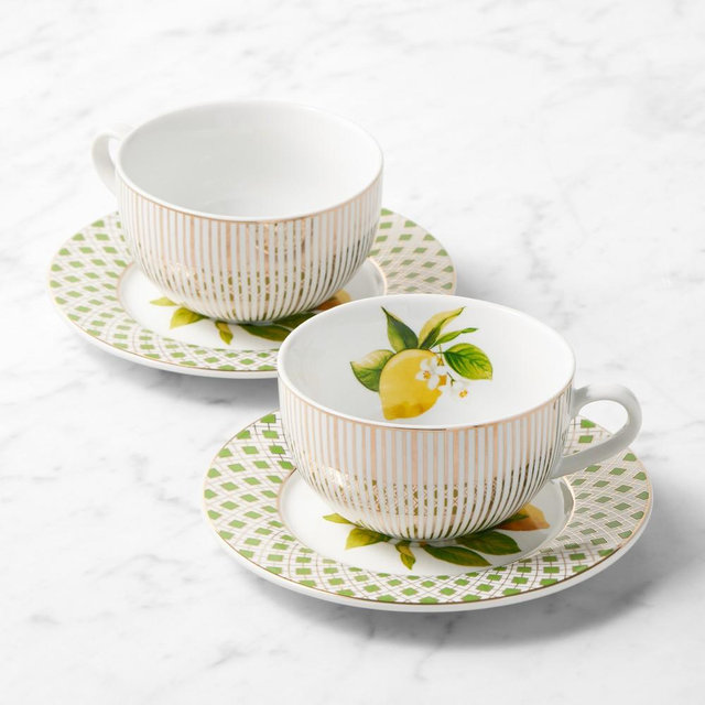 Limone Teacup and Saucer, Set of 4