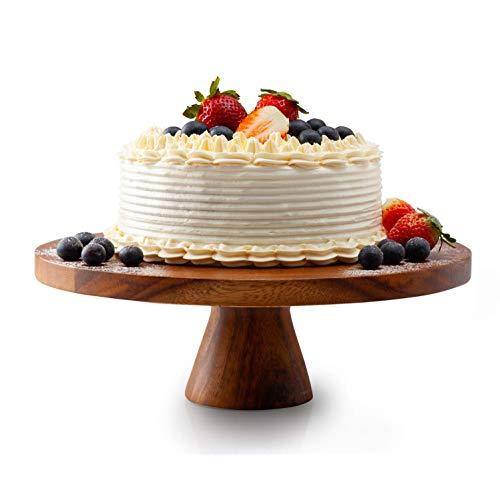 Acacia Wood Cake Stand, Wedding Cake Pedestal, Cupcake Server, 12" x 4"-Hand Made of Organic Acacia Wood, Food Safe