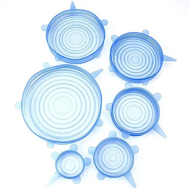 Silicone Stretch Lids (6 Pack) - Bowl Covers for Fresh Food & Leftovers to Keep Food Fresh, Durable & Stretchable Food Covers by THETIS Homes