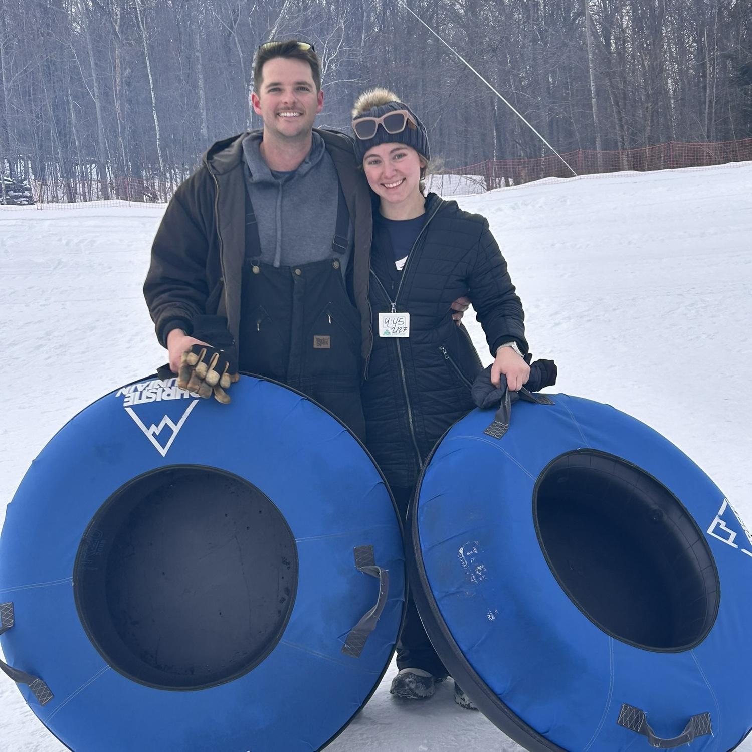 Snow tubing with Lexi's family in Wisconsin