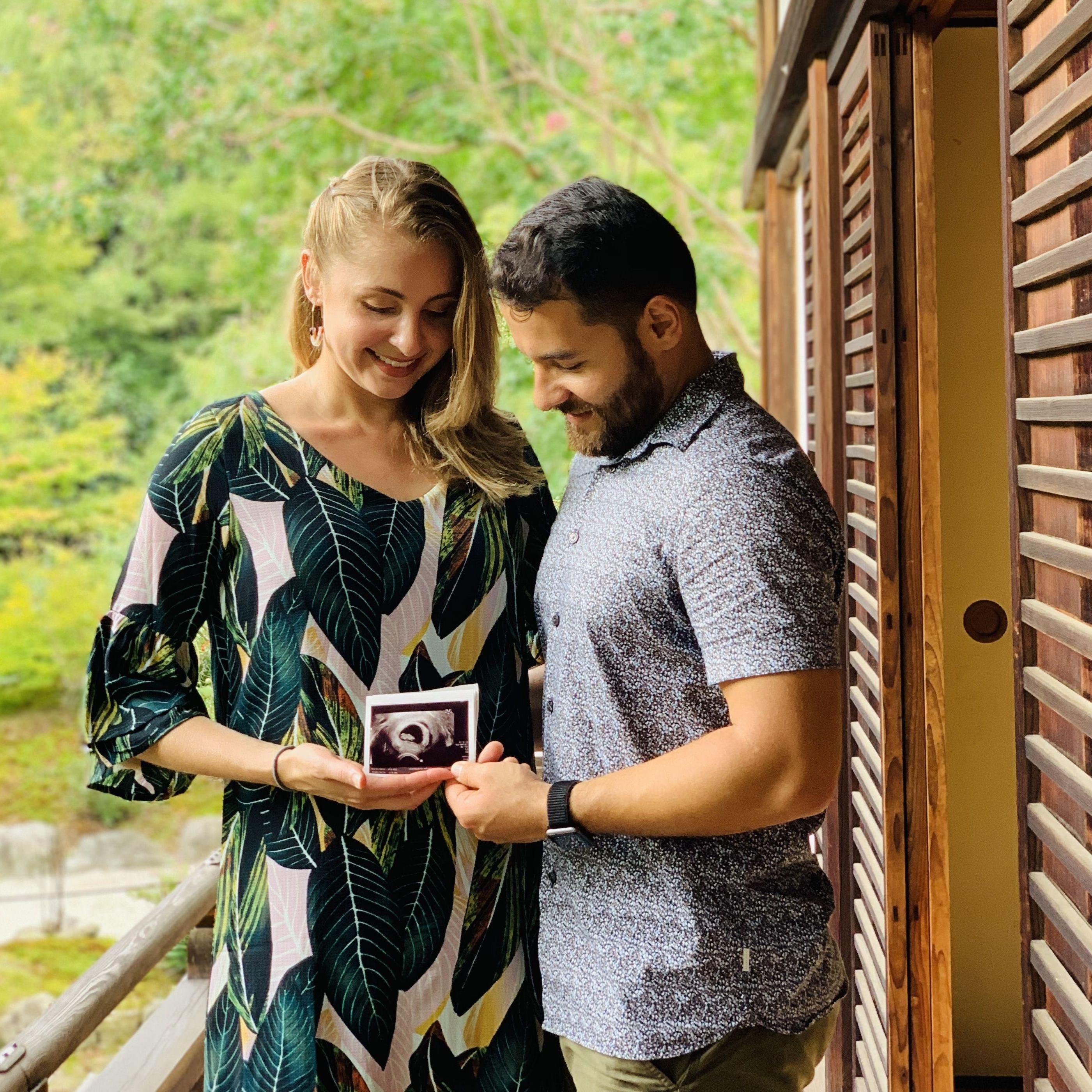 In Japan, and 10 weeks pregnant with Josiah.