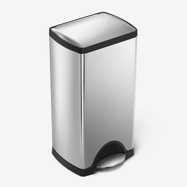 simplehuman 30 Liter / 7.9 Gallon Rectangular Step Trash Can, Brushed Stainless Steel
