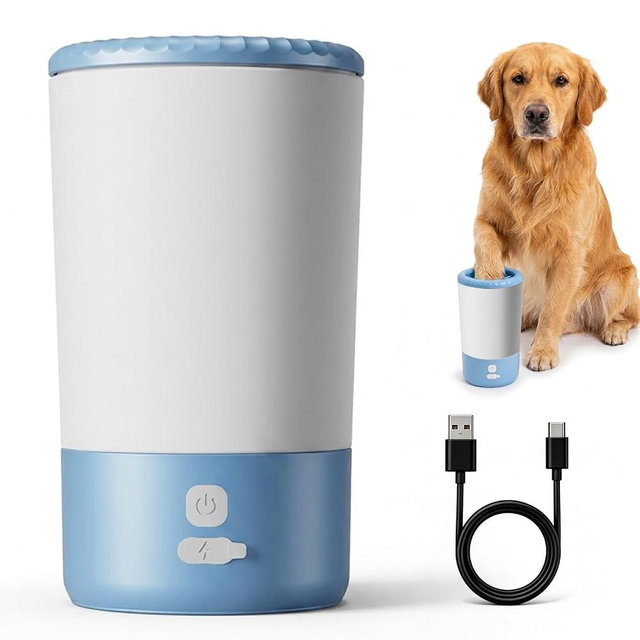 HEGRACE Electric Dog Paw Cleaner Cup – Rechargeable Paw Cleaning Device with Soft Silicone Bristles, Automatic 360° Dog Paw Washer, Portable Pet Foot Washer for Medium Large Dogs