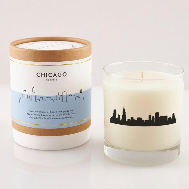 Chicago Candle | Chicago Skyline | Hostess Gift | Chicago Lover | Chicago Wedding Favor | Chicago Home | Soy Candle In Reusable Rocks Glass