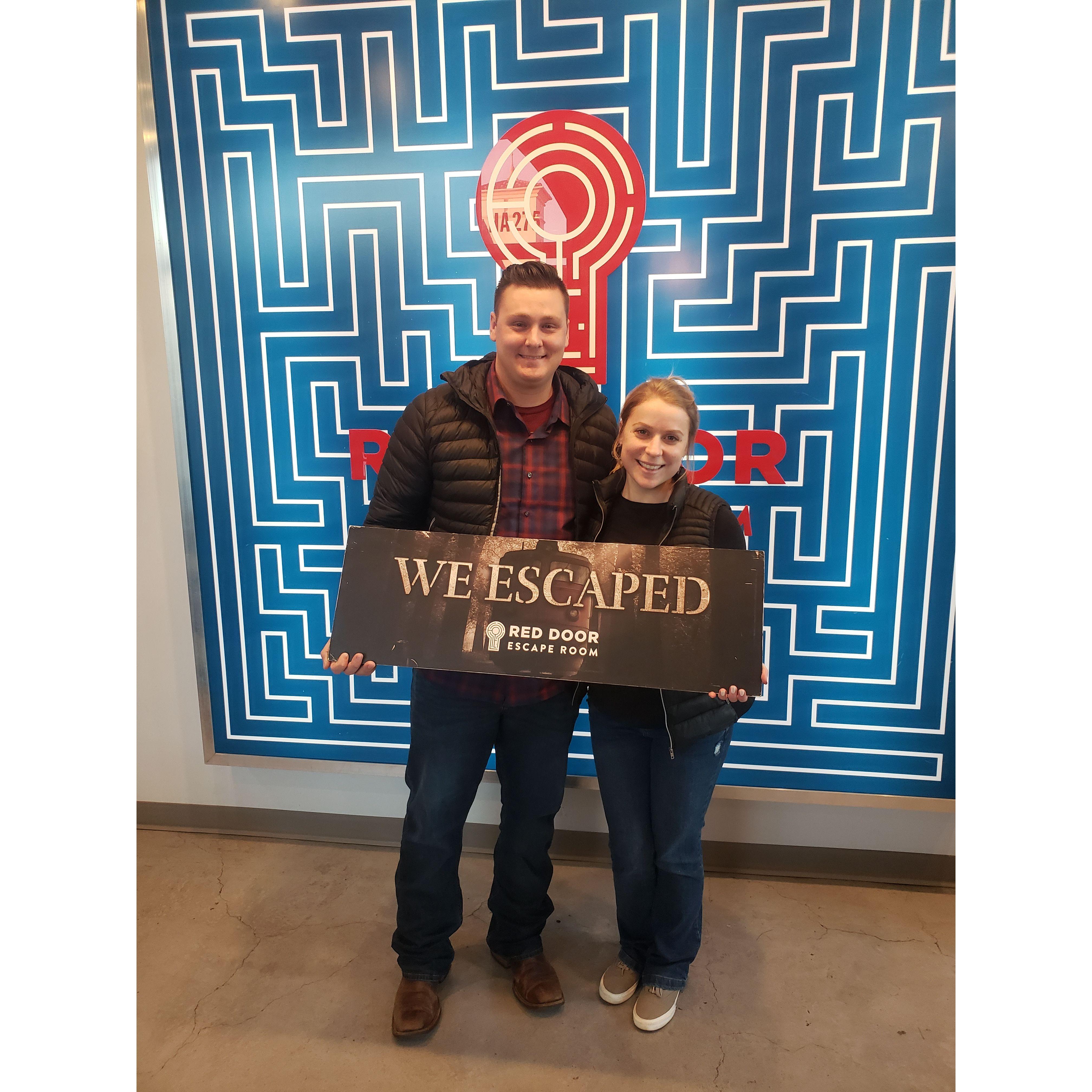 Our first escape room when we tried to impress one another with problem solving abilites. Yes, we beat it.
