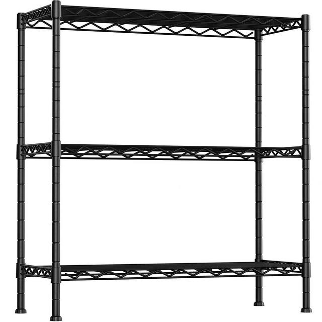 3-Shelf Adjustable Heavy Duty Storage Shelves,36" Wx14 Dx35.8 H Metal Organizer Wire Rack for Laundry Bathroom Kitchen Pantry Closet Garage Shelving Black
