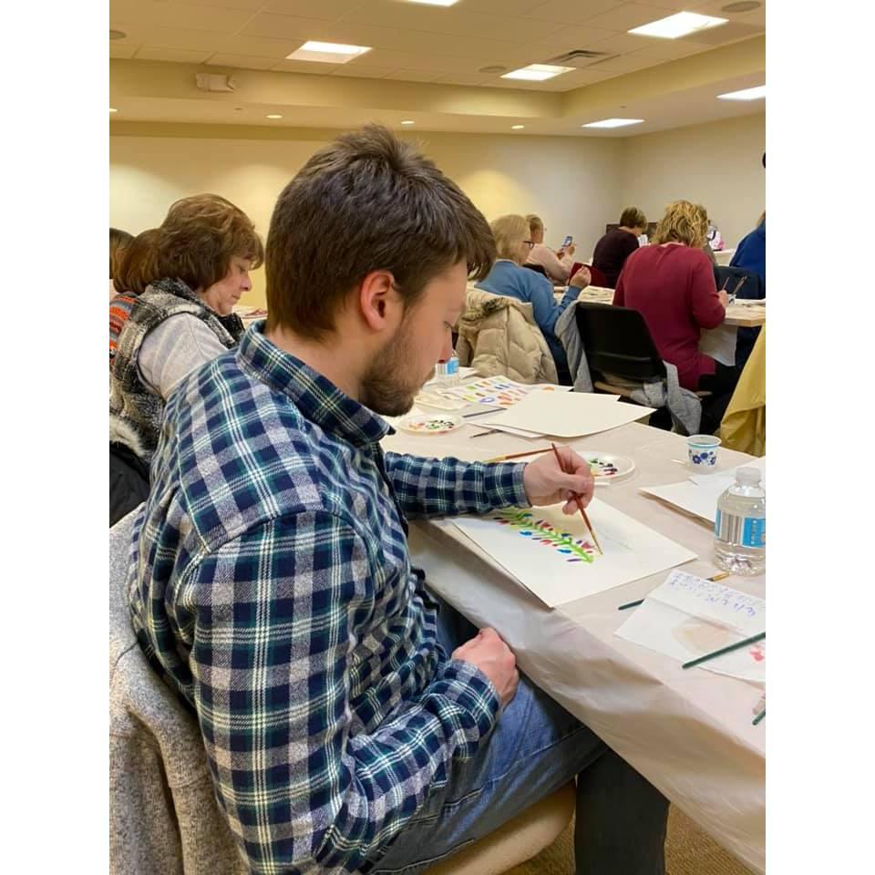 Rebecca took Justin to a painting class at the Basehor Community Library.