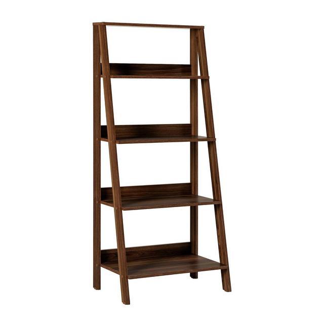 55" Thatcher Transitional Wood 4 Shelf Ladder Bookshelf Dark Walnut - Saracina Home