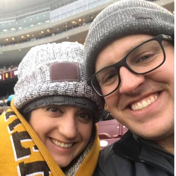 Enjoying Purdue football in the Minnesota cold winter.